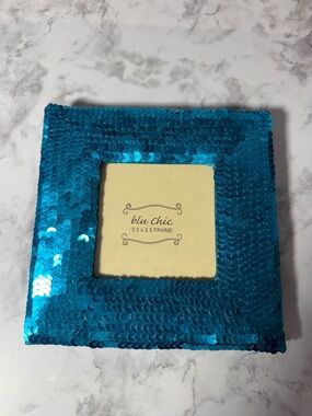 Blu Chic Sequin 3.5x3.5 Photo Frame - Blue